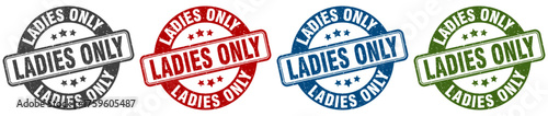 ladies only stamp. ladies only round stamp set isolated on white background