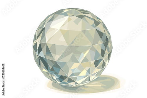 Vector reflections highlights surface transparent ornament elegance crystal sphere refracted illustration glass
