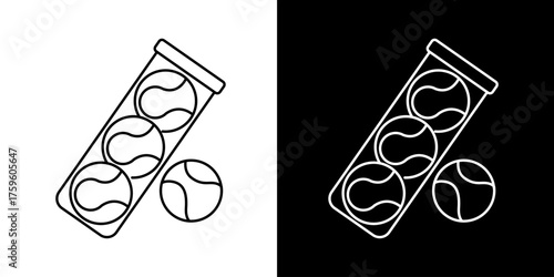 Tennis Balls icon Container Isolated Black and White Graphic for Sports and Recreation