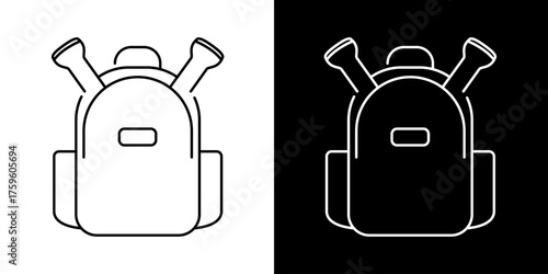 Minimalist backpack icon set Outline design for school, travel, or hiking accessories in black and white