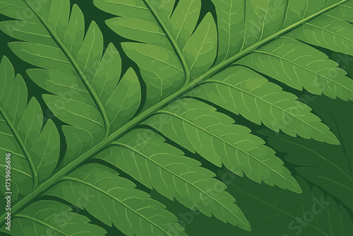 Subtle tones frond patterns fern green vector realistic surface leafy illustration vein