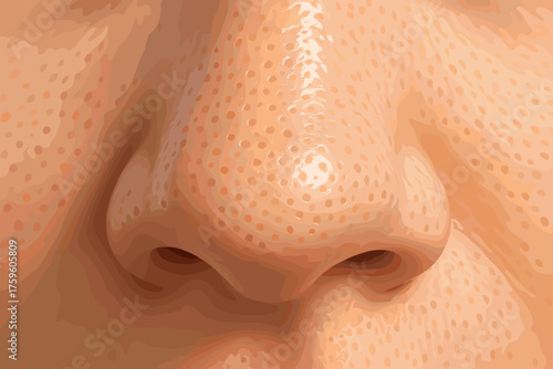 Closeup vector pore soft skin realistic surface detailed zoom nose distribution illustration