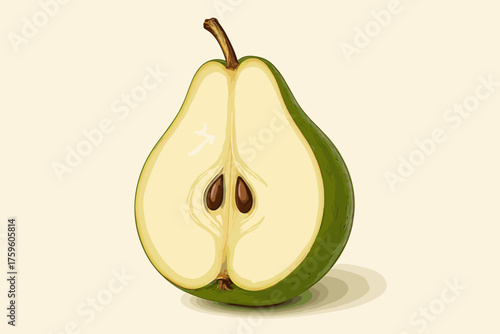 Illustration textures vector realistic skin flesh half pear shiny seeds soft