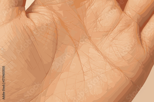 Vector realistic tiny close lines surface shading pore details palm illustration