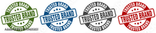 trusted brand stamp. trusted brand round stamp set isolated on white background