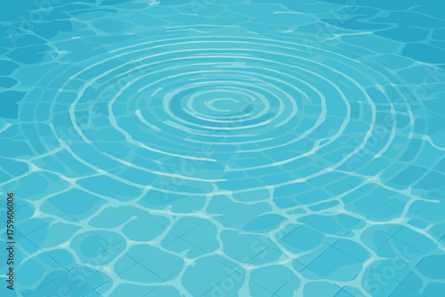 Light realistic illustration vector slow ripples across calm pool dancing spreading tiled