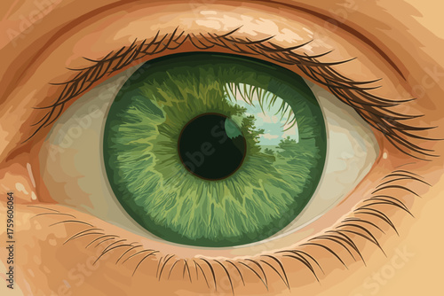 Texture intricate photorealistic sky eye vector soft artistry illustration iris reflecting reflection