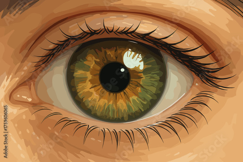 Surface reflection hazel moist green light vector tones illustration iris natural