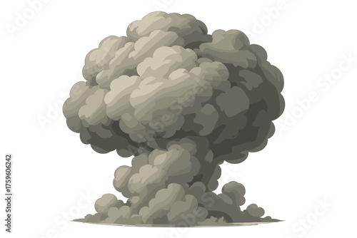 Illustration depth realistic heavy smoke puff dense body grey vector creating