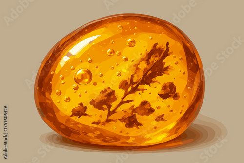 Tones glowing illustration fragments polished amberstone visible bubbles translucency vector close organic