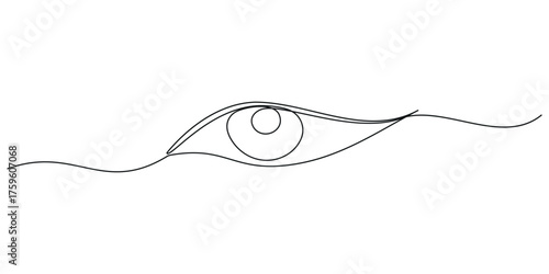 Continuous one line art female watch eye. Beauty salon woman girl sight concept design sketch outline drawing vector illustration. Single line of eye icon.