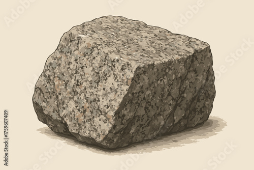 Illustration boulder unpolished composition fragment natural earthy textures granite vector highlighted
