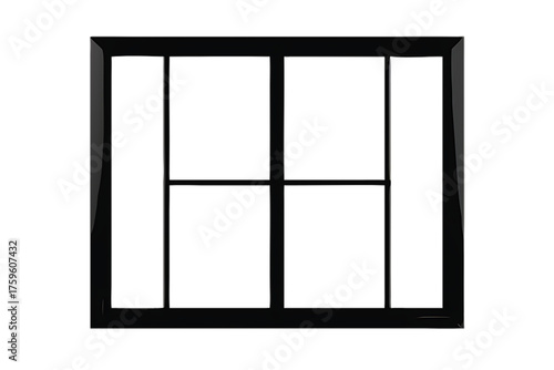 large rectangular black window isolated on white background png, ai generated