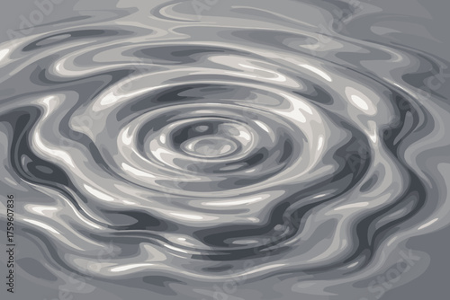 Silver pool forming metal surface curves ripples liquid vector tension illustration