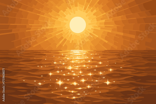 Vector sparkling water flare streaks sunflare combined radial illustration reflections over warm