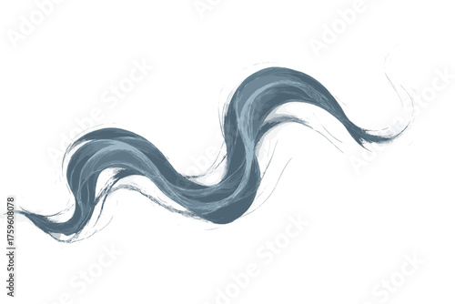 Ethereal glowing motion smoke trail illustration along diffused vector smooth wave