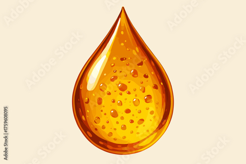 Illustration particles suspended vector depth gloss golden amber droplet natural resin translucent