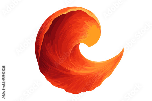 Tip folding shell curved petal vector to illustration tones inward deep elegance