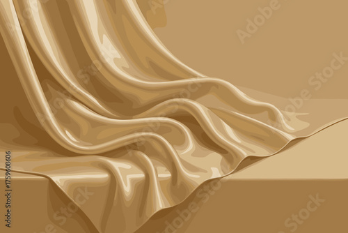Illustration vector satin drape shiny surface smooth folds flowing flat texture light