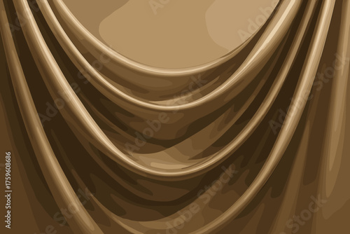 Elegant rich vector effect contrasting arching drape sweeping deep fabric glossy textile