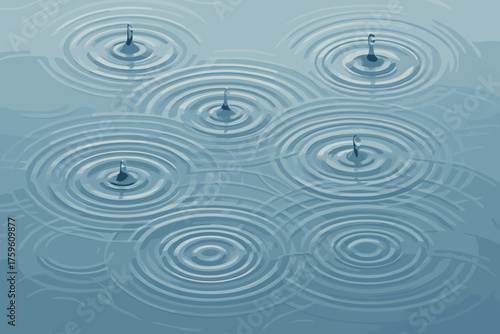 Surface naturally patterns ripple ring intervals vector overlapping realistic illustration different rain