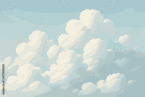 Highlights photorealistic cloudscape cumulus sky shadows illustration vector casting simple soft fluffy