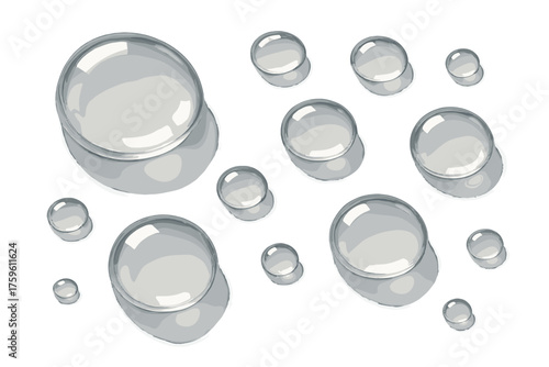 Tones crystal reflections photorealistic drops surface droplets illustration artistry aligned vector multiple