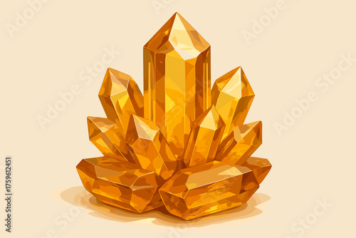 Transparency reflecting gem shadows stacked golden amber geometry vector composition crystals illustration