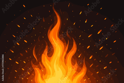 Tiny vector tips illustration flame embers showing naturally fireburst macro
