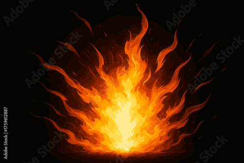 Dynamic gradients arcs explosion glowing heat fiery burst illustration vector flame large