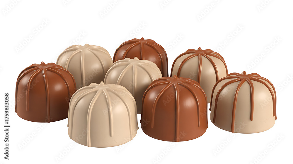 Obraz premium Assorted chocolate truffles in various shades, showcasing a rich, decadent, and sweet treat.
