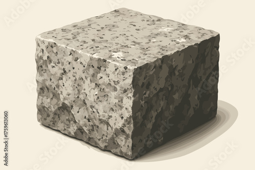 Vector illustration natural granite surface speckled patterns solid rough block close