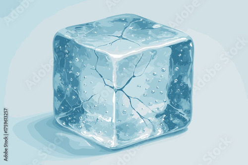 Vector bubbles cracked glow frosty small cube illustration ice textures