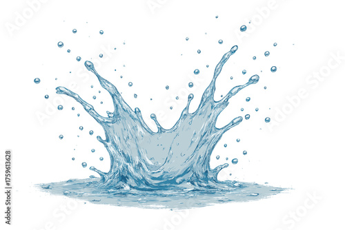 Splash burst suspended translucent dynamic shine illustration vector fine water droplets