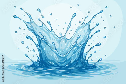Illustration edges layers dynamic volume vector chaotic large water translucent overlapping splash