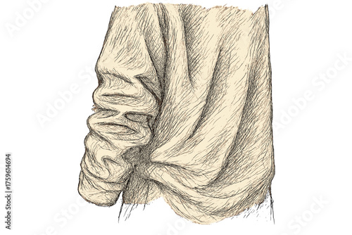 Lines shirt sleeve pencil sketch illustration natural vector draped depth