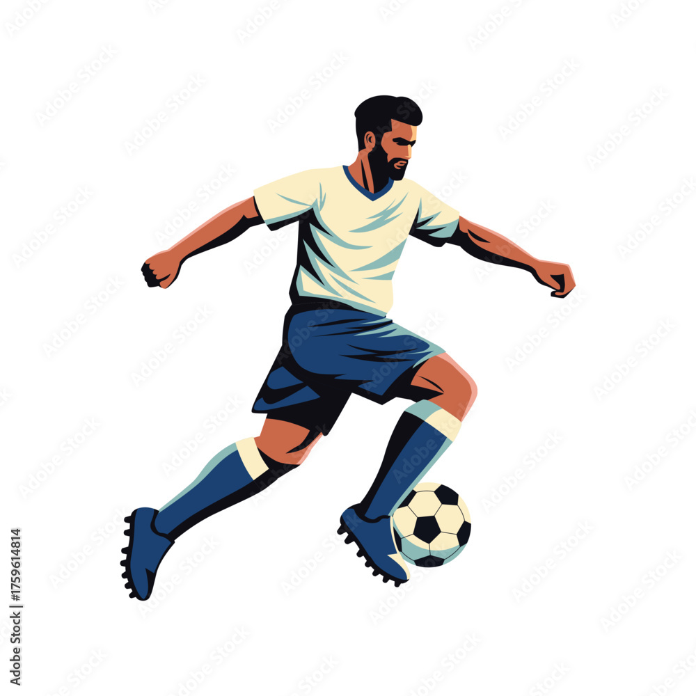 Obraz premium Illustration of a soccer player dribbling a ball.