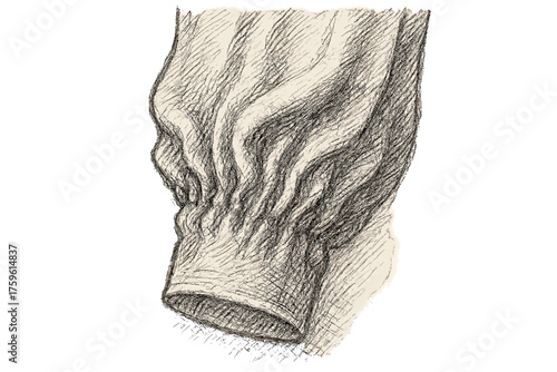 Cuff gathered illustration wrinkles dense emphasizing sketch shadows vector sleeve pencil