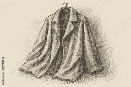 Strokes draped coat illustration depth sweeping sketch folds vector shading