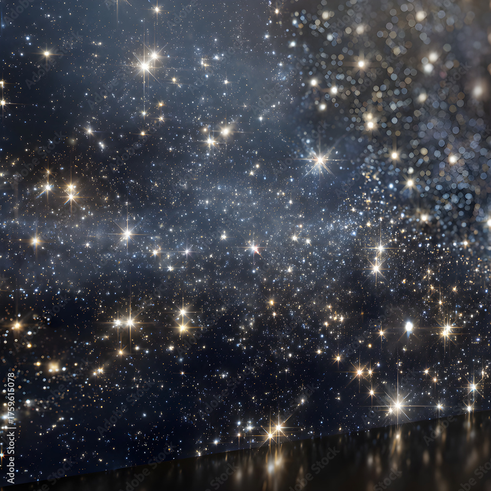 Obraz premium The Enchanting Dance of Ceestial Lights: Unveiling te Mystery of Glistening Strs in the Night Sky