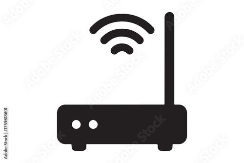 Black wireless router icon simple minimalist internet connectivity symbol