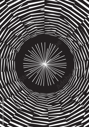 Black and White Vortex Optical Illusion with Concentric Circles 