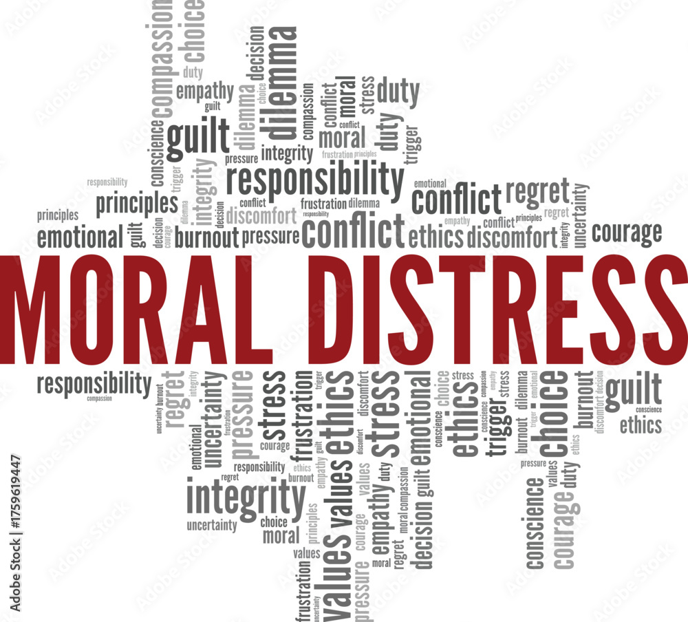 Fototapeta premium Moral Distress word cloud conceptual design isolated on white background.
