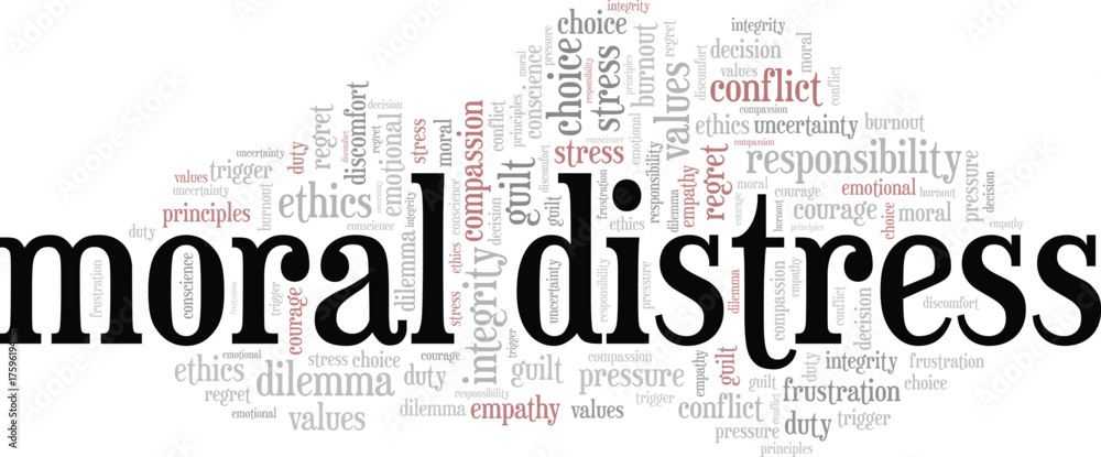 Fototapeta premium Moral Distress word cloud conceptual design isolated on white background.