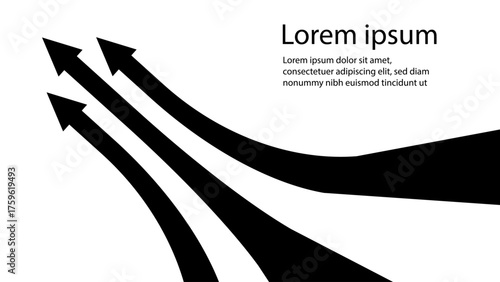 Background Black arrow curving upwards Perspective