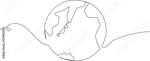 一筆書きの地球のイラスト