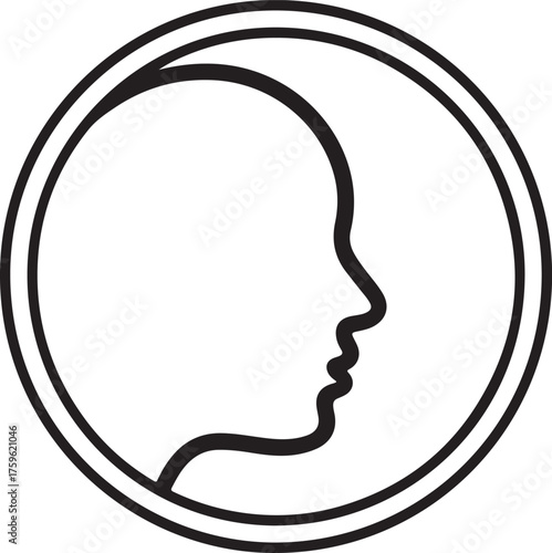 Minimalist silhouette of a human head inside a mirror