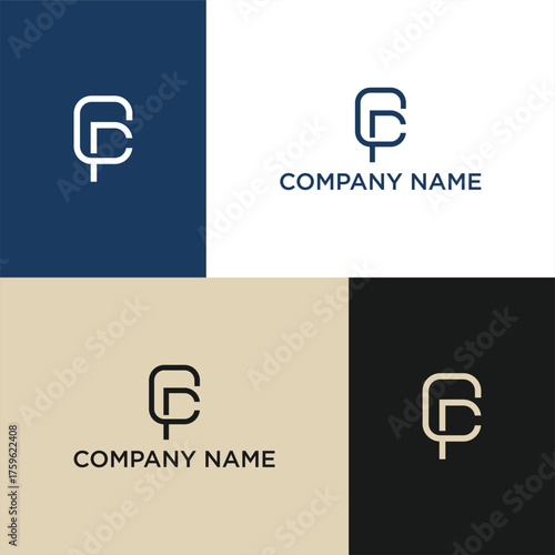 letter c and letter p modern logo designs.