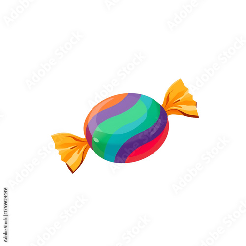 3D Colorful Rainbow Swirl Wrapped Candy Sweet Treat