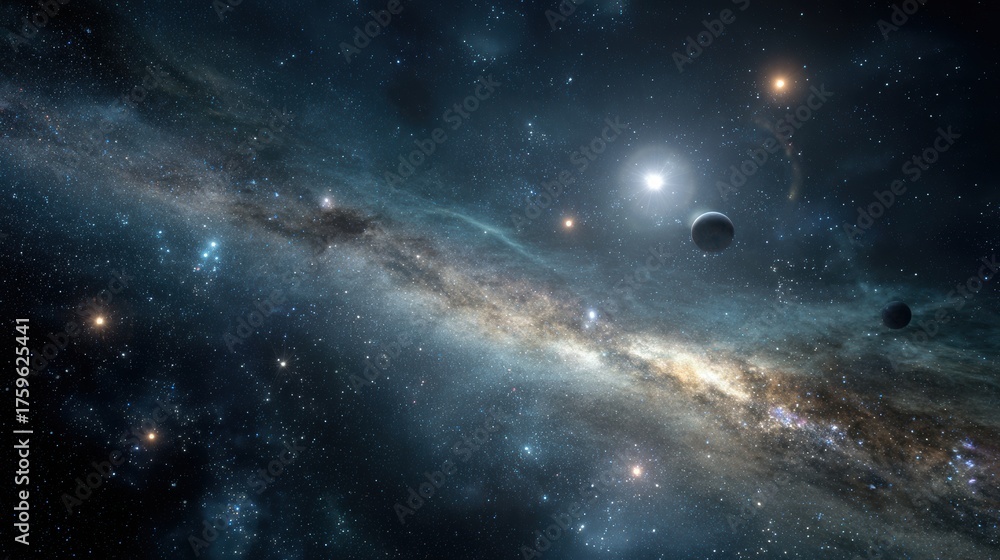 Fototapeta premium A breathtaking view of a distant galaxy, showcasing celestial wonders and beauty.